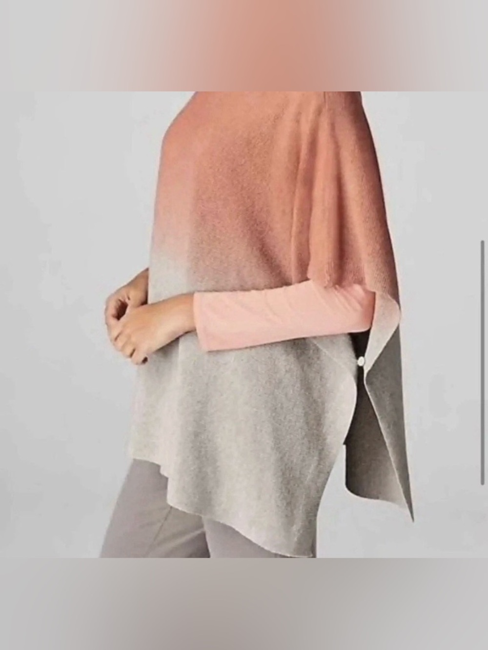 J. Jill Pure Poncho Sweater Womens One Size Ombre 100% Cotton Casual Pink  Gray - Picture 2 of 10